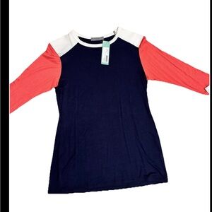 Loveappella NWT Made In USA Colorblock 3/4 Sleeve Top Medium